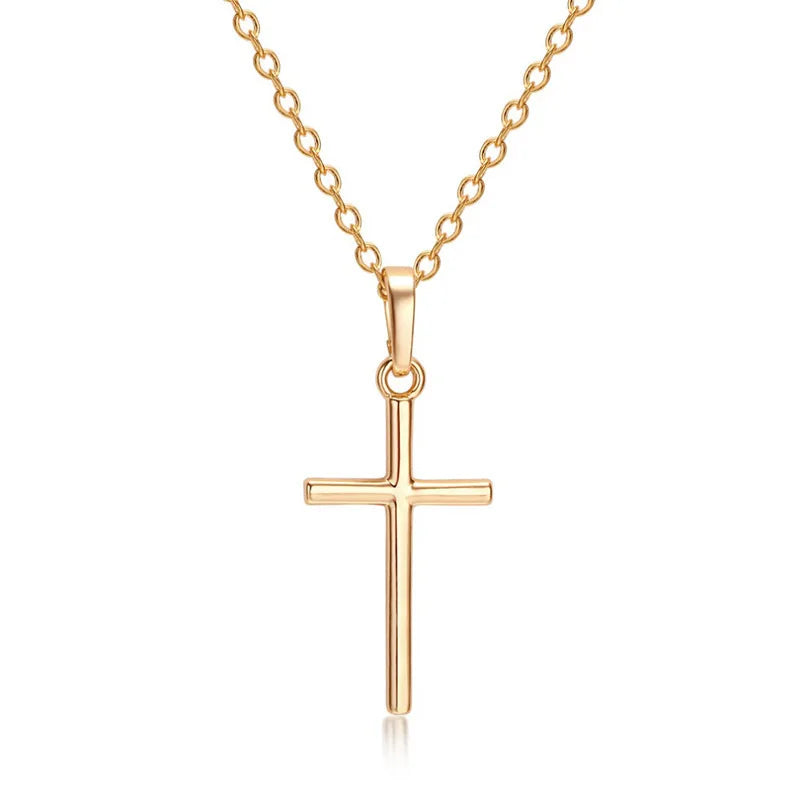 Silver Cross Necklace - Long Chain Jesus Pendant for Women & Men