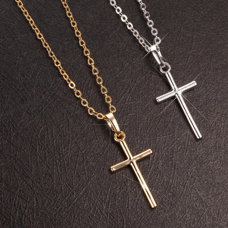 Silver Cross Necklace - Long Chain Jesus Pendant for Women & Men