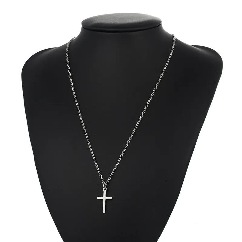 Silver Cross Necklace - Long Chain Jesus Pendant for Women & Men