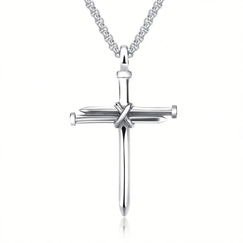 Black Nail Cross Necklace - Stainless Steel Christian Jewelry for Men & Women