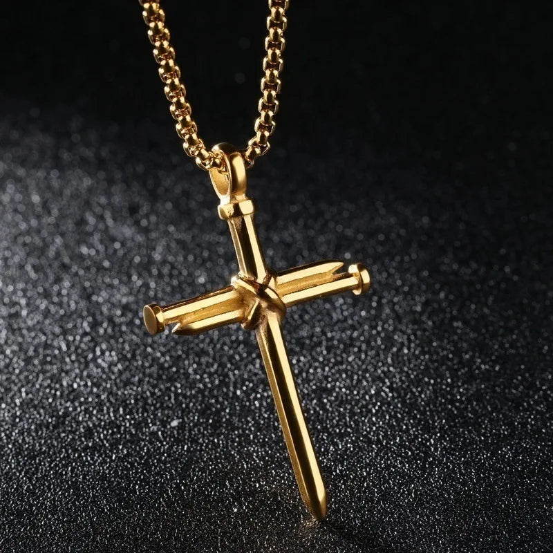 Black Nail Cross Necklace - Stainless Steel Christian Jewelry for Men & Women